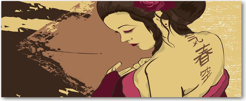 Tulup Leinwandbild - 125x50 cm - Wandkunst - Drucke auf Leinwand - Leinwanddruck - Kunst: modern & klassisch - Mehrfarbig - Geisha