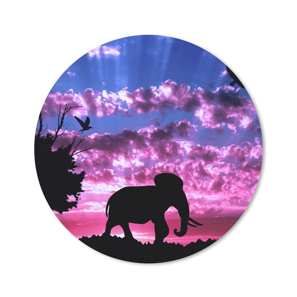 MuchoWow Mauspad Mousepad Elefant - Baum - Berg 40x40 cm - Mousepads - Maus Mat - Pad - Mausunterlage - Schreibtisch Accessoires