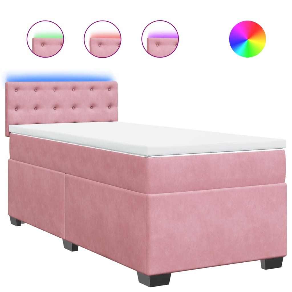 Möbel Boxspringbett Einzelbett - Gästezimmer - mit Matratze Rosa 100x200 cm Samt - Polsterbett Klassische Betten CLORIS3367405