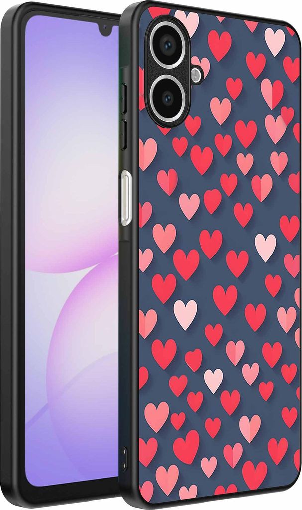 Geeignet für Samsung Galaxy A07 Telefon Fall mit rosa und roten Herzen drucken - TPU Backcover Fall mit rosa und roten Herzen Design - Smartphonics