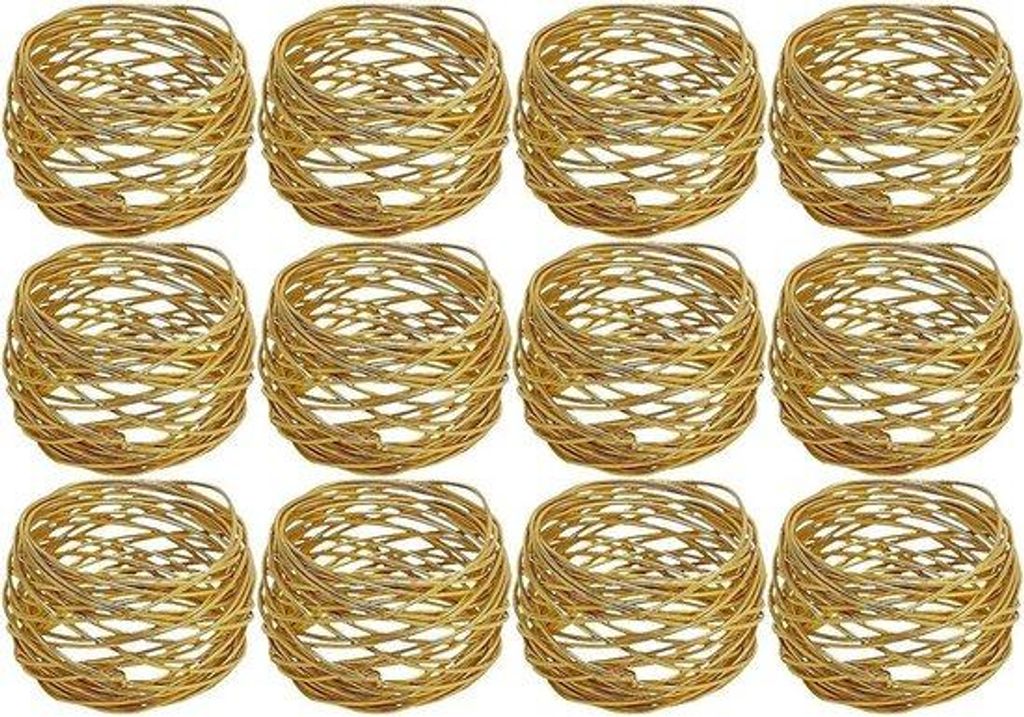 Goldene runde Serviettenhalter aus Metall, 12-teilig, für Tisch und Feier