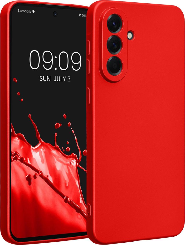 kwmobile Handyhülle kompatibel mit Samsung Galaxy A56 5G Hülle - weiche Silikon Case metallisch schimmernd in Metallic Dunkelrot