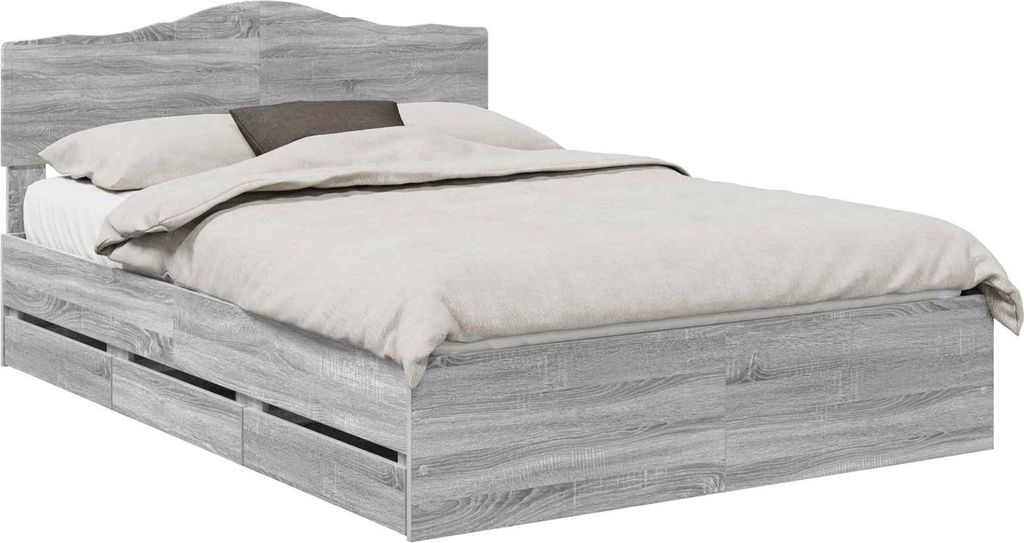 vidaXL Bettrahmen Graues Sonoma 140 x 190 cm Ingenieurs Holz