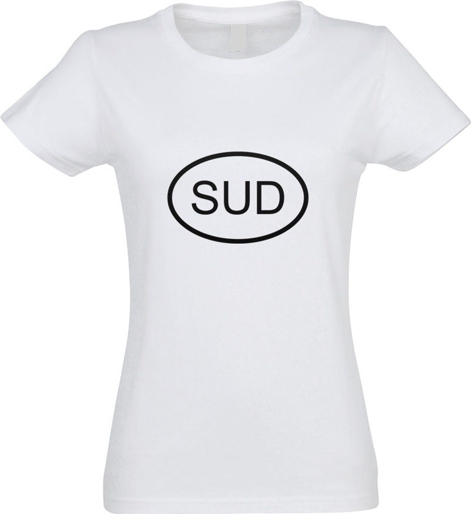 Kiwistar - T-Shirt tailliert - Damen - Weiss - Sudan SUD - mit Motiv Bedruckt - Funshirt Design - Sport - Freizeit - Damen - XXL