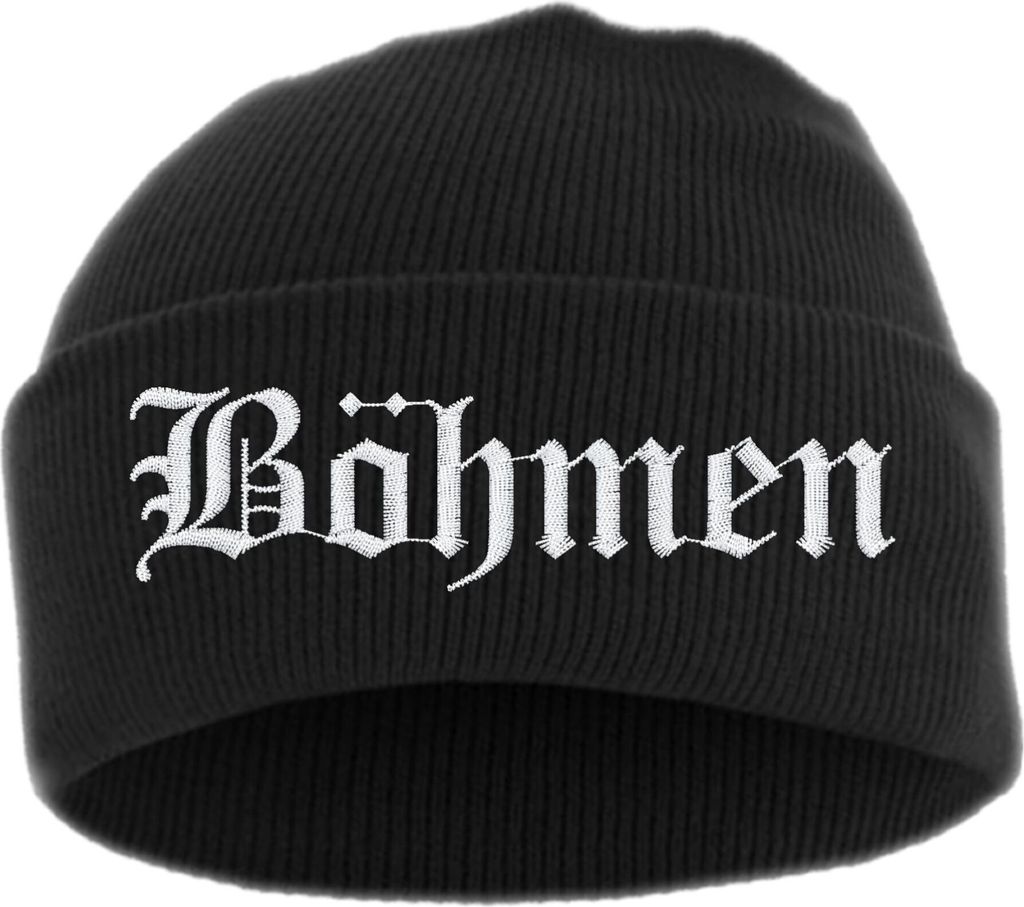 Böhmen Umschlagmütze - Altdeutsch - Bestickt - Mütze mit breitem Umschlag Einheitsgröße Schwarz