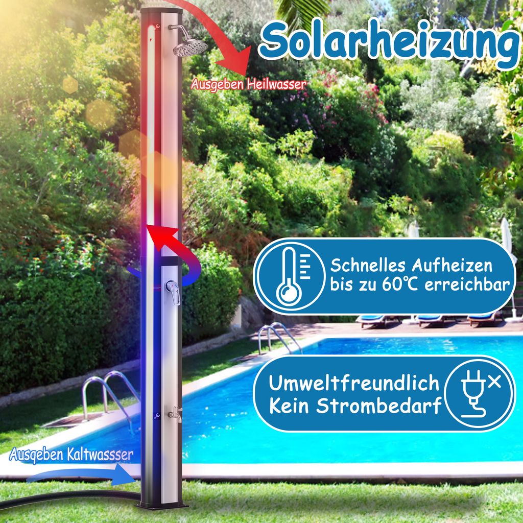 UISEBRT Solárna sprcha 35 litrov Záhradná sprcha Solárna Obrázok produktu 16