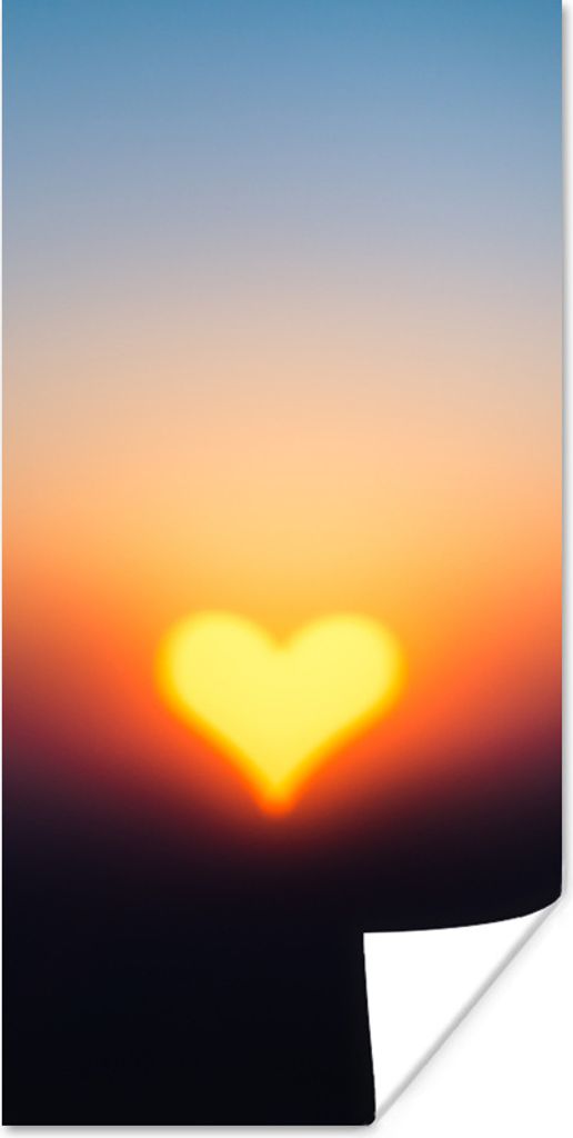 MuchoWow Poster Herz - Horizont - Sonnenuntergang 80x160 cm - Kinderzimmer