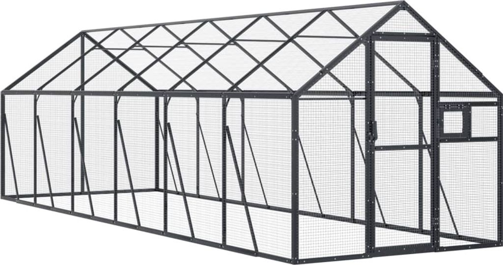 Voliere Anthrazit 1,79x6x1,85 m Aluminium