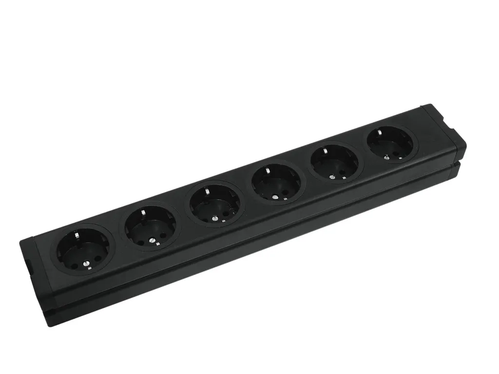 Bloc Multiprise 6 Prises en Aluminium Noir EUROLITE Haute Qualité