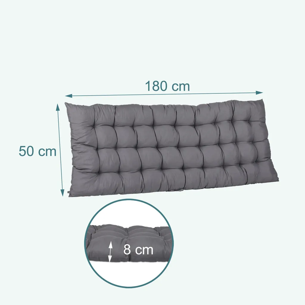 Relaxdays Coussin matelassé pour banc de jardin confortable 120 cm - 4