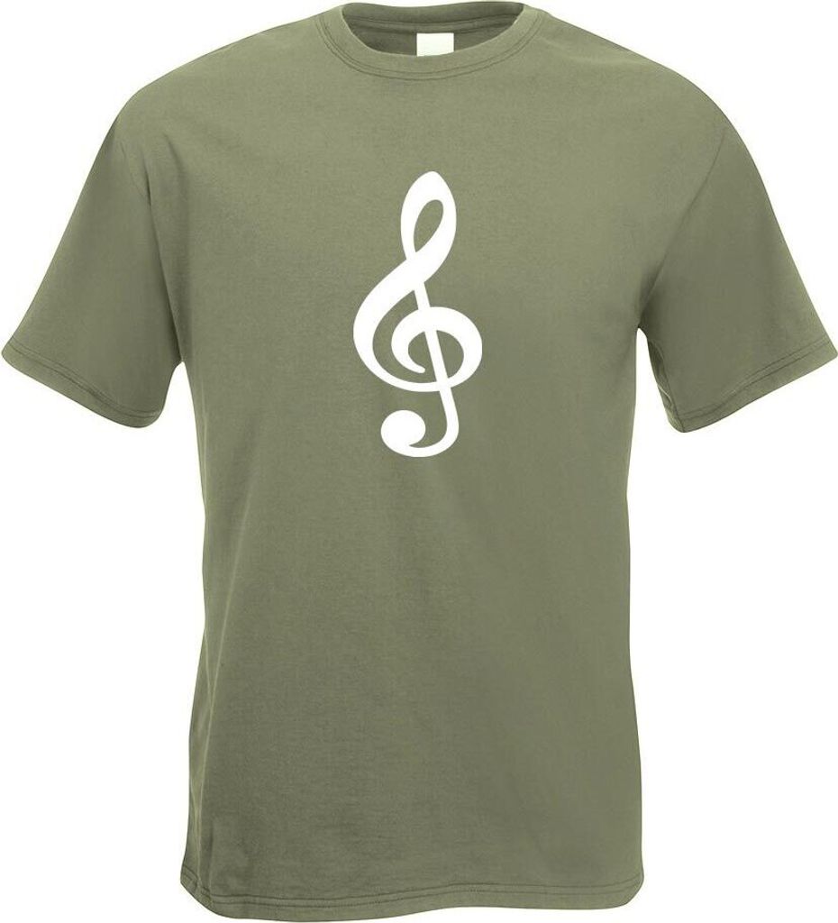 Kiwistar - T-Shirt - Olive - Violinschlüssel Notenschlüssel Motiv Bedruckt Funshirt Design Print - mit Motiv Bedruckt - Funshirt Design - Sport -...