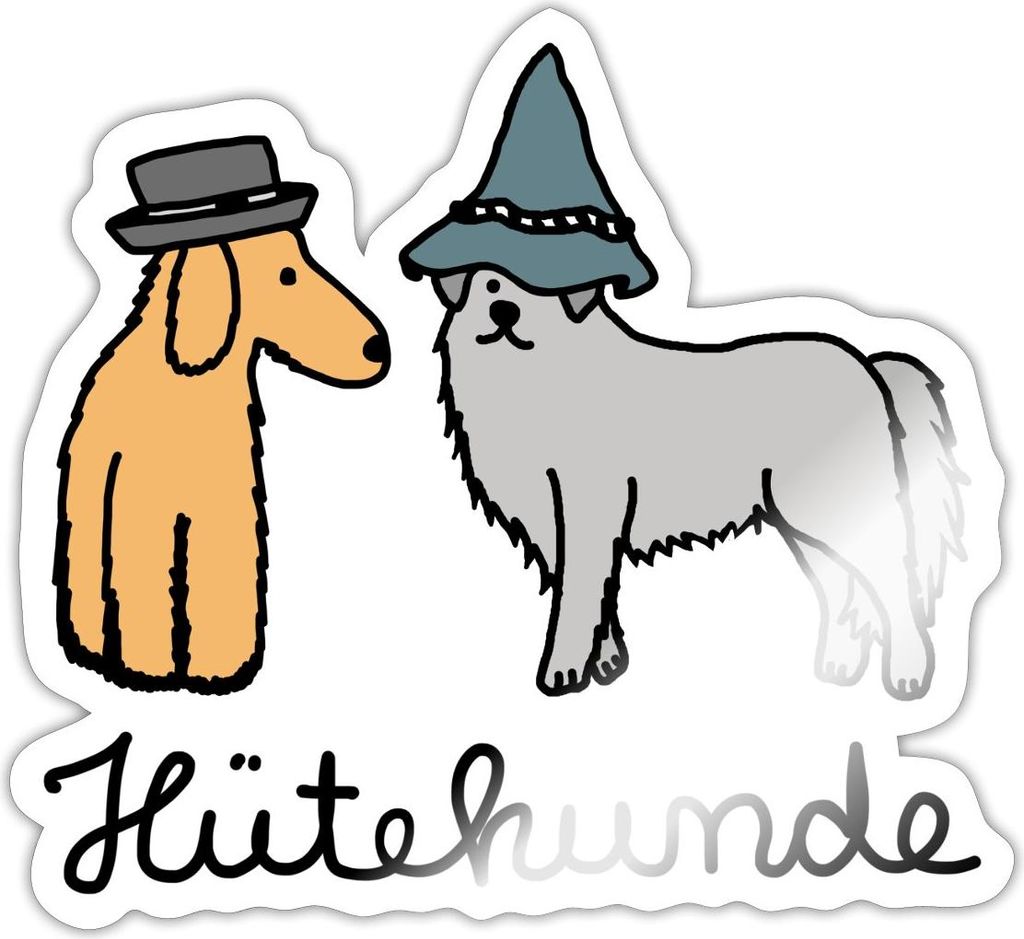 Spreadshirt Hütehunde Hunde Wortspiel Sticker Aufkleber, 10 x 10 cm, Weiß glänzend