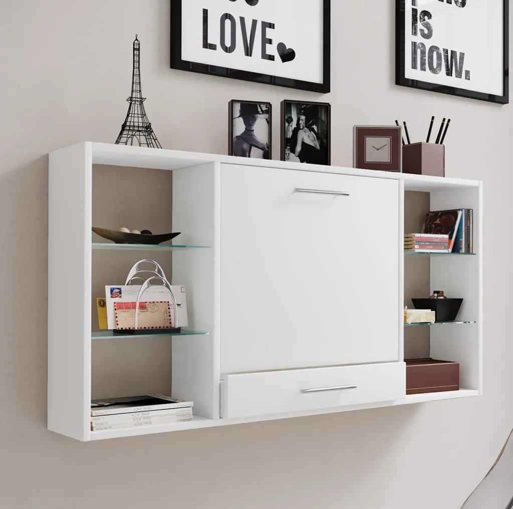 Gagnez de la Place avec le Bureau Mural Teala VCM - Table Bois Compacte
