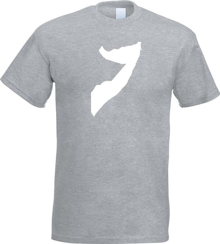 Kiwistar - T-Shirt - Graumeliert - Somalia Umriss Kontur Herren Funshirt Bedruckt Design Sprüche Spruch Motive - mit Motiv Bedruckt - Funshirt Des...