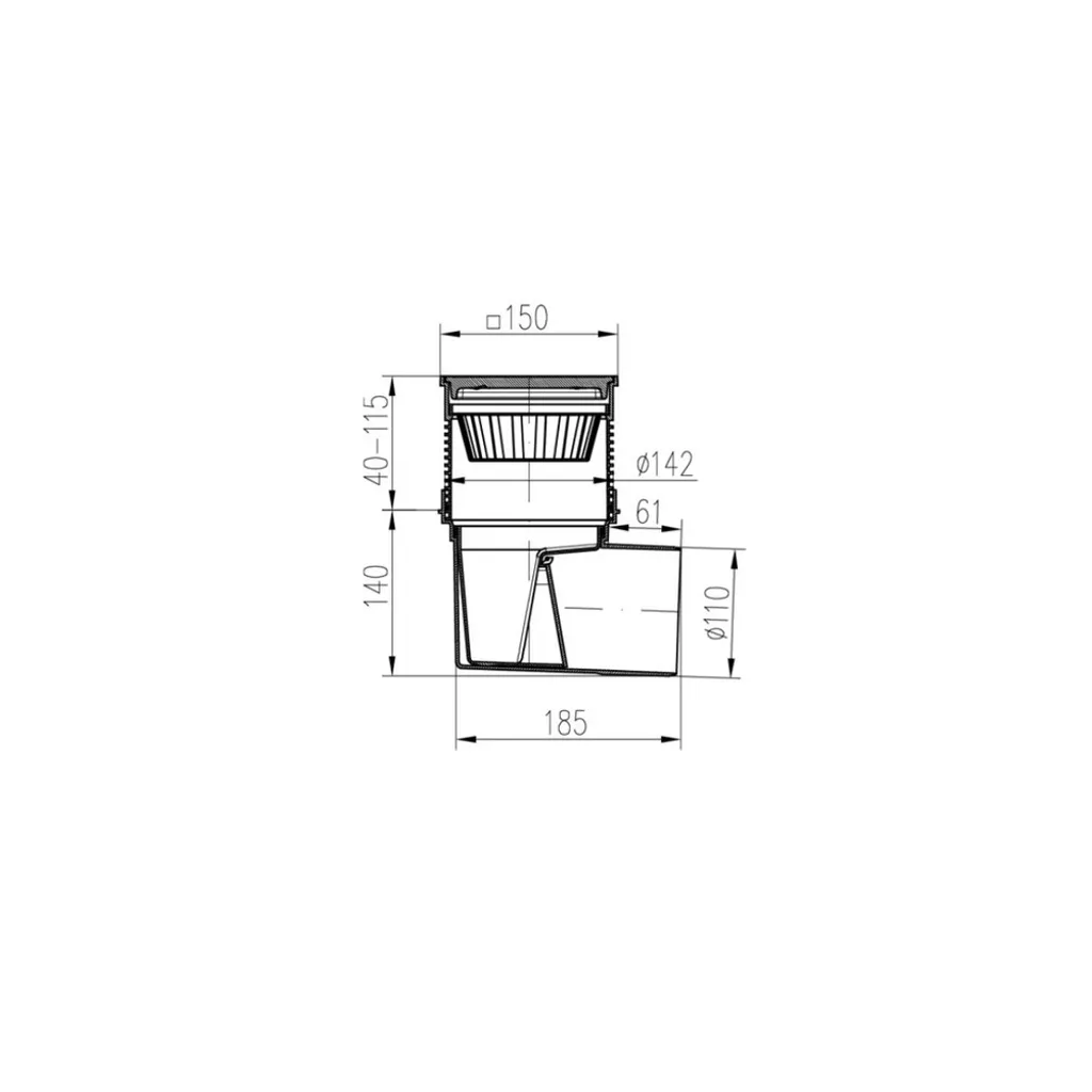 Siphon de balcon et terrasse 15x15 cm avec grille inox anti-odeur - 2