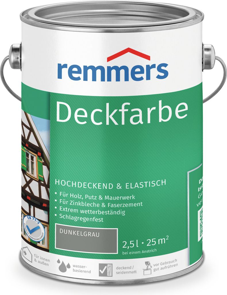Remmers Deckfarbe dunkelgrau 2,5 l, Holzlack Produktbild 