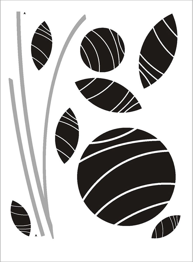 Sticker - Schwarze abstrakte Blumen - 1 Bogen 65 x 85 cm