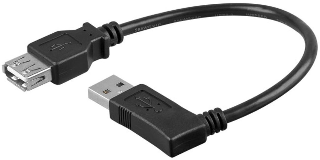 USB-A-Verlängerung 90°, 0,3 m, schwarz 2,5 W, 0,5 A, 480 Produktbild 