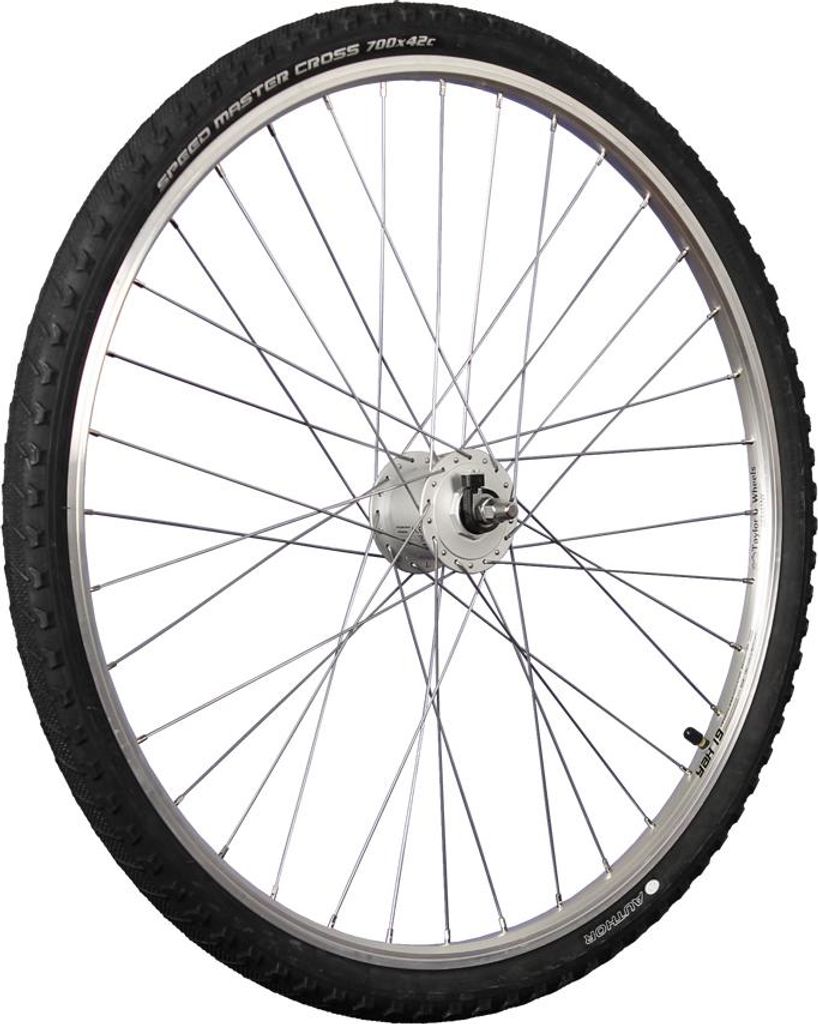 28 Zoll Vorderrad Hohlkammerfelge Shimano DH-C3000 Nabendynamo und montierter Bereifung