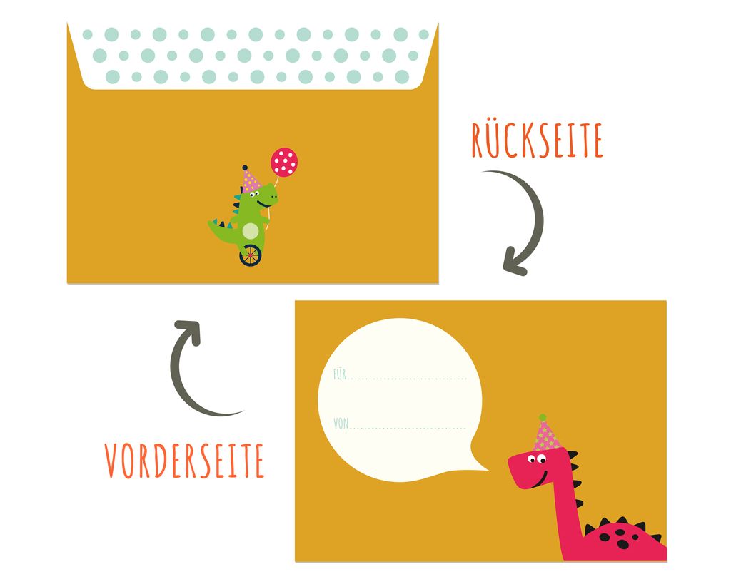 Friendly Fox Einladung Dino Geburtstag, 12 Einladungskarten Produktbild 6