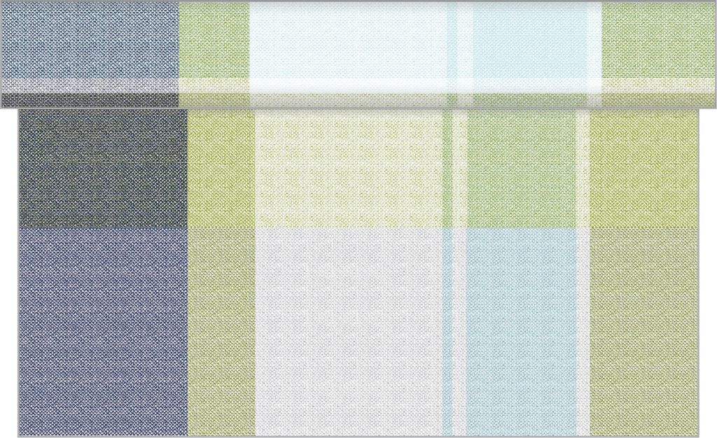 Sovie HOME Tischläufer Marc in Blau-Kiwi aus Linclass Airlaid 40 cm x 4,80 m, 1 Stück - Karos