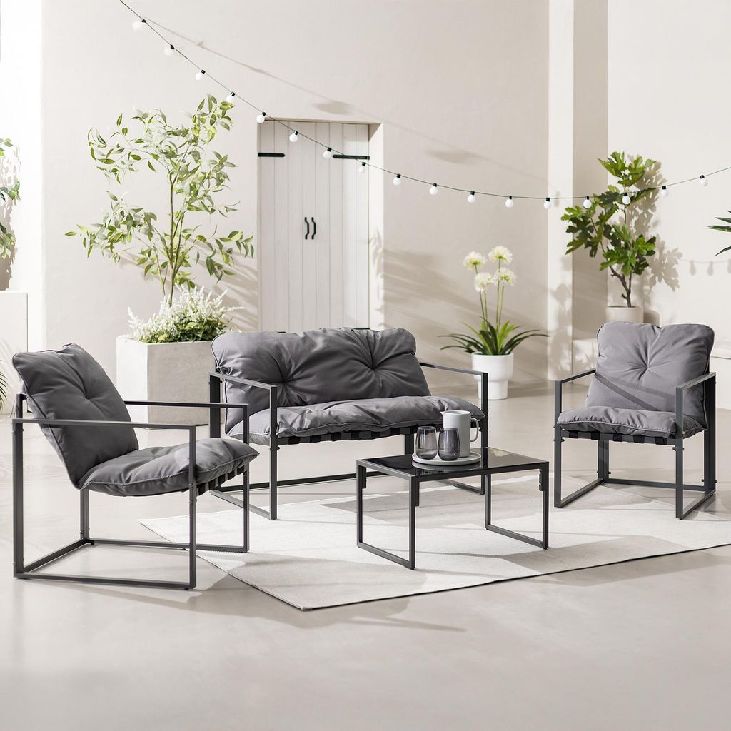 home24 Gartensitzgruppe - 4-teilig - Eisen / Polyester - Produktbild 