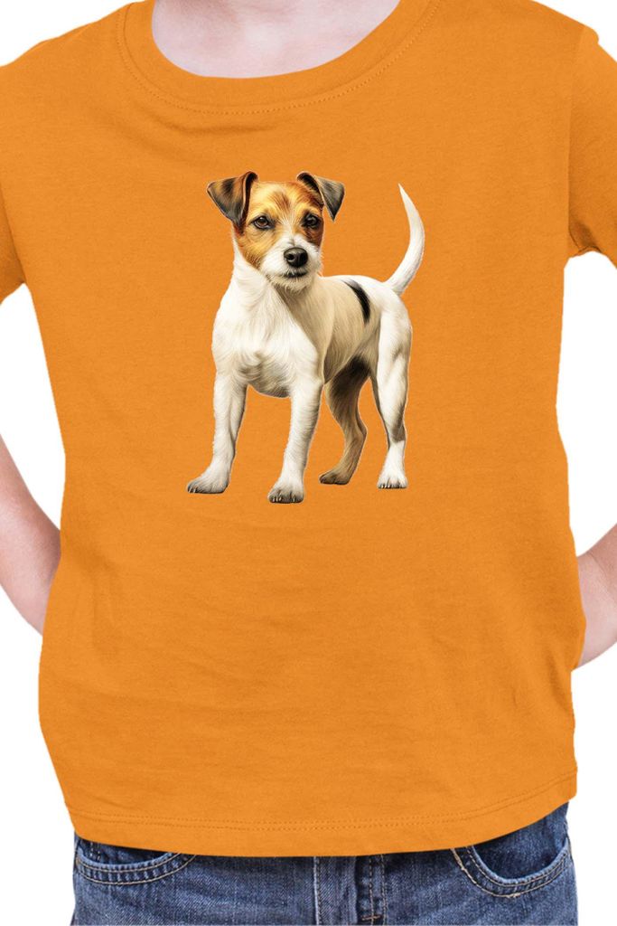 Kinder T-Shirt Dogs Breeds Russell Terrier Dog Breed 006, 9-11 Jahr - 140 / Orange