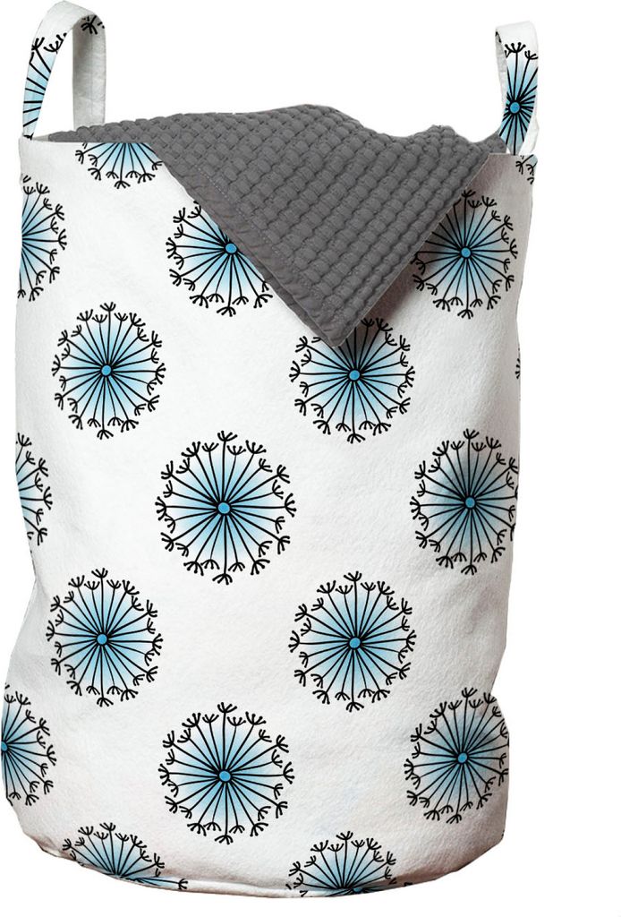 ABAKUHAUS Löwenzahn Wäschesack, Circular Shaped Kräuter, Wäschekorb mit Griffen Kordelzugverschluss für Waschsalons, 33 cm breit x 49 cm hoch,...