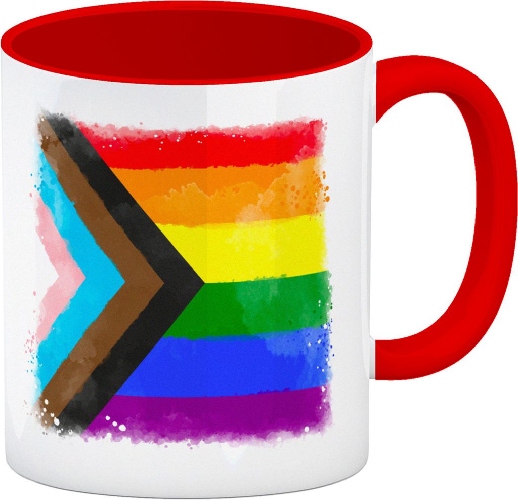 Progress-Pride-Flagge Kaffeebecher in rot