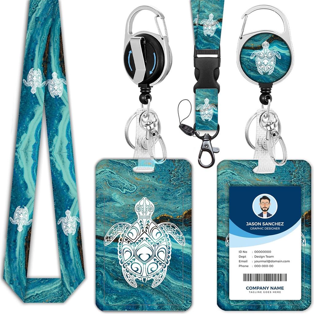 Ausweishalter mit Umhängeband, Lehrer-Umhängeband mit vertikaler Ausweisrolle und Schlüsselanhänger für Krankenpfleger, Offiziere, Lehrer, Sic...