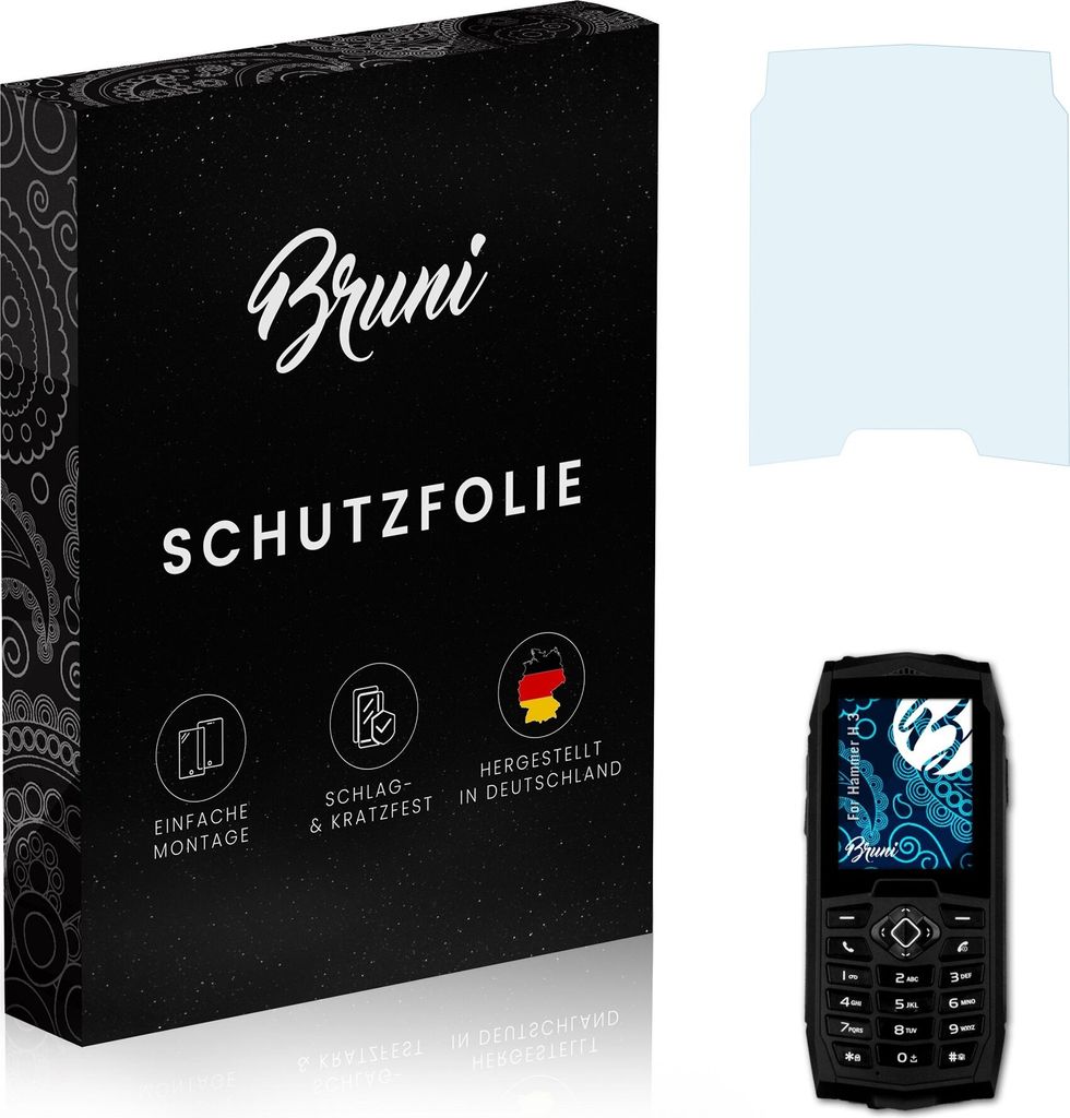 Bruni Basics-Clear 2x Schutzfolie kompatibel mit Hammer H 3 Folie