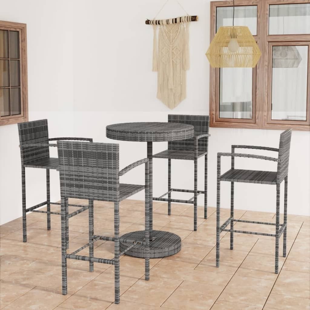 Maison Exclusive - 5-tlg. Gartenbar-Set Poly Rattan Grau
