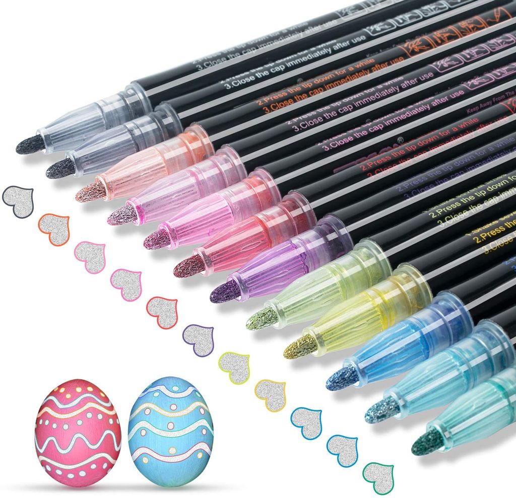 8 Farben Glitzer Zweizeiliger Stifte Outline Stift Permanent Marker 