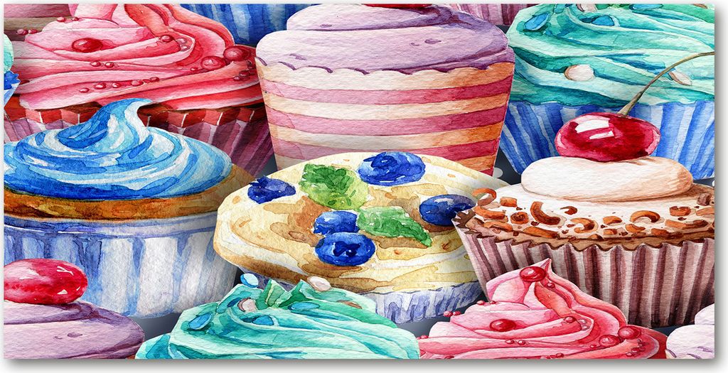 Tulup Leinwandbild - 120x60 cm - Wandkunst - Drucke auf Leinwand - Leinwanddruck - Kinderzimmer - Mehrfarbig - Bunte Muffins
