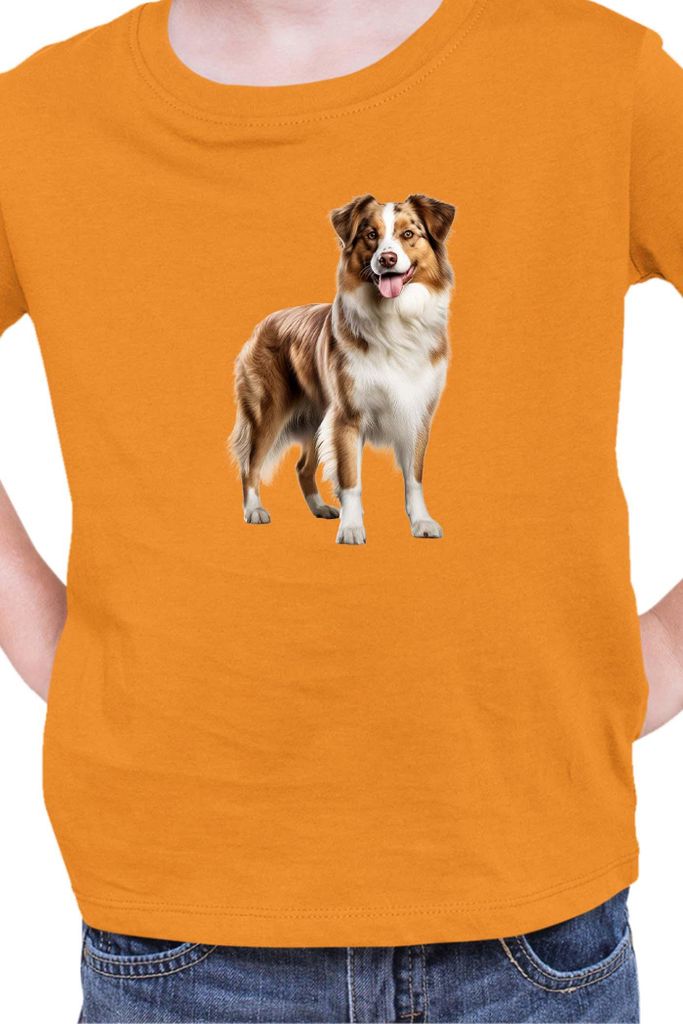 Kinder T-Shirt Dogs Breeds Shetland Sheepdog Dog Breed 005, 7-8 Jahr - 128 / Orange
