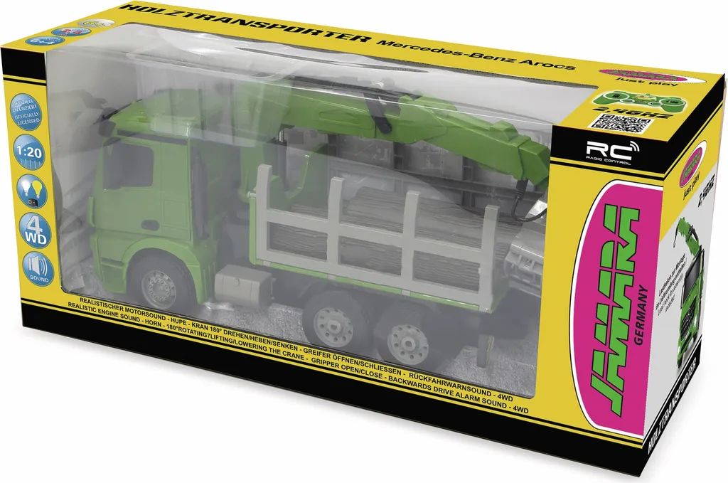 Jamara Camion Mercedes-Benz Arocs 1:20 avec Grue à Bois 2,4GHz 6+