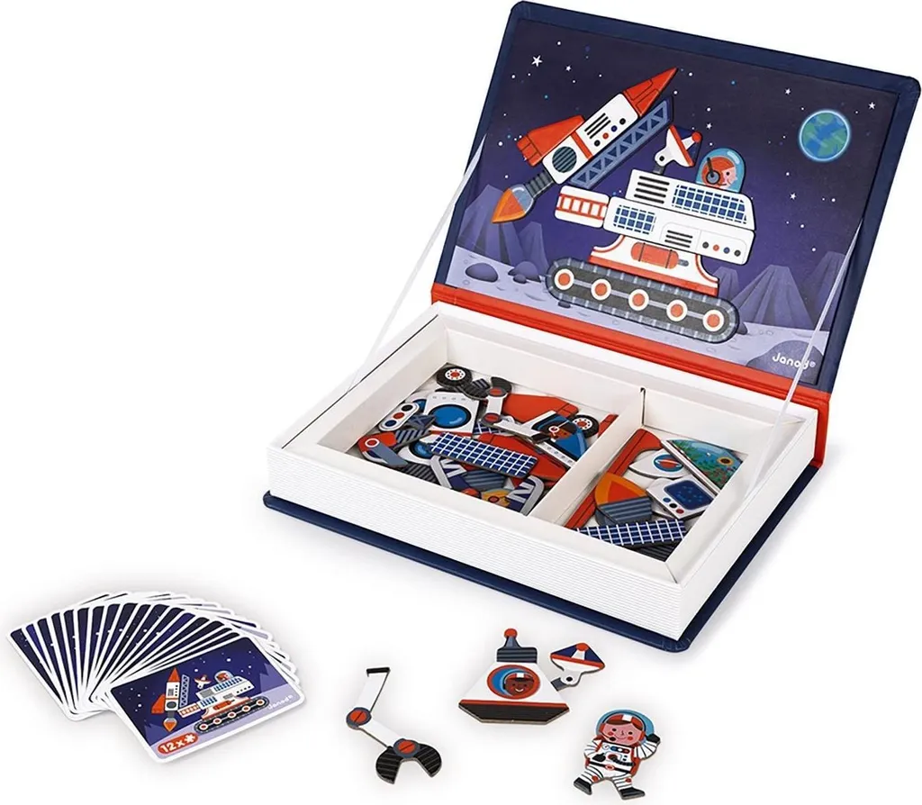 Magnets Espace Janod 70 Pièces - Jeu d'Éveil Motricité et Imaginaire