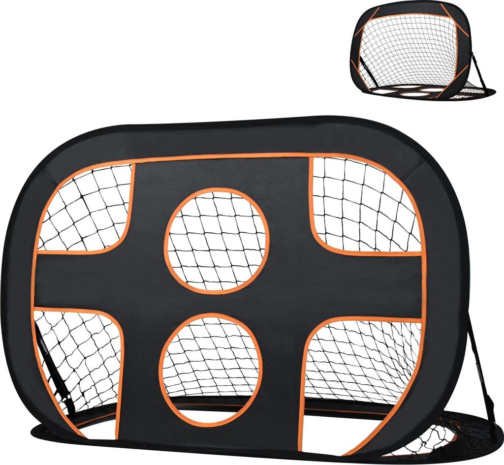 JNGLGO 2 IN 1 Fußballtor für Garten Kinder - Fussballtor mit Torwand - Klappbar Fußballtor Pop-Up Fußballtraining Tor - 121x 80 x 80cm Schwarz+...