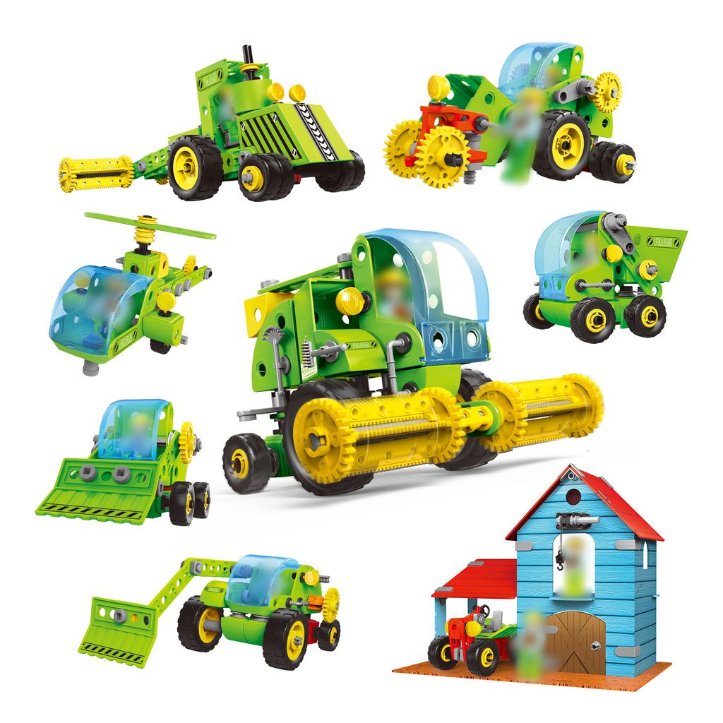 6in1 STEM-Bauspielzeug, STEM-Spielzeug fuer Jungen, Bildung, DIY-Montage- und Demontagespielzeug, Bauernhof, leuchtende Farben, Bausteine fuer Jung...