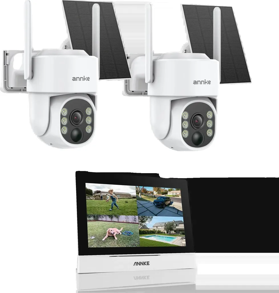 Kit de surveillance extérieur solaire 4MP, 2 caméras Wi-Fi autonomes