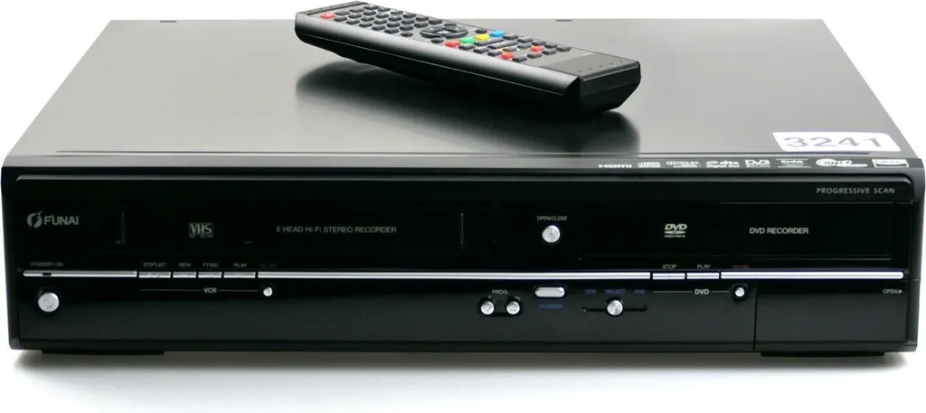 Funai WD6D-D4413DB Enregistreur Combiné DVD et Magnétoscope VHS Noir