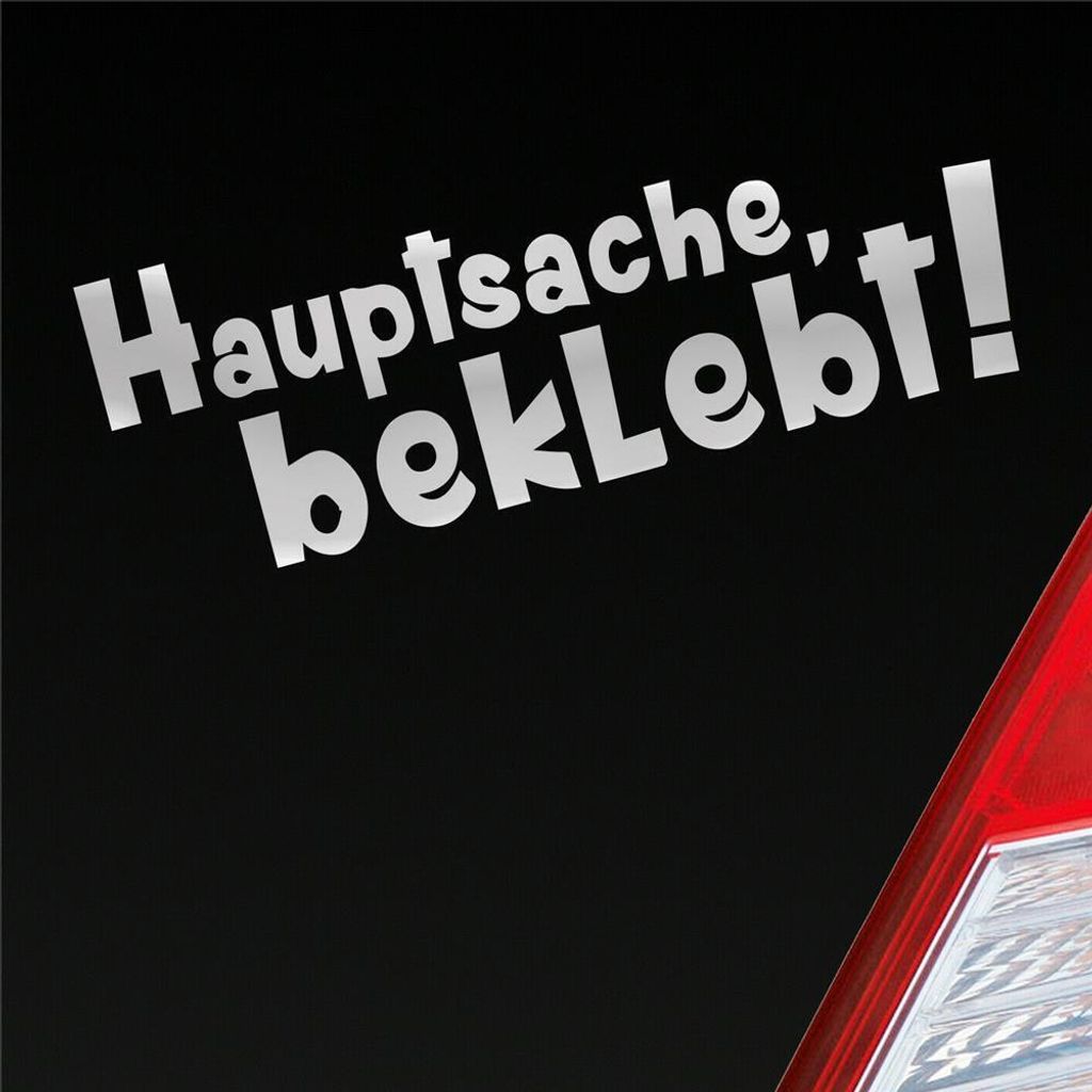 Auto Aufkleber Hauptsache Beklebt! Spruch 18x6 cm Silber Sticker Heckscheibenaufkleber