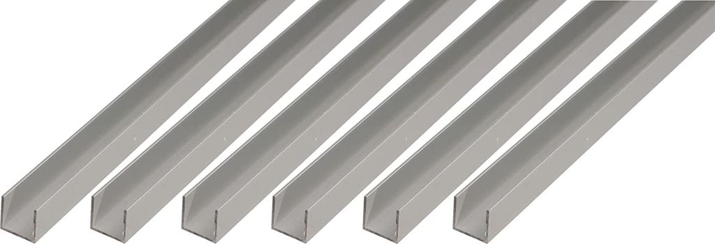 Alberts U-Profil | Aluminium, silberfarbig eloxiert | 1000 x 16 x 13 mm | 6er Set