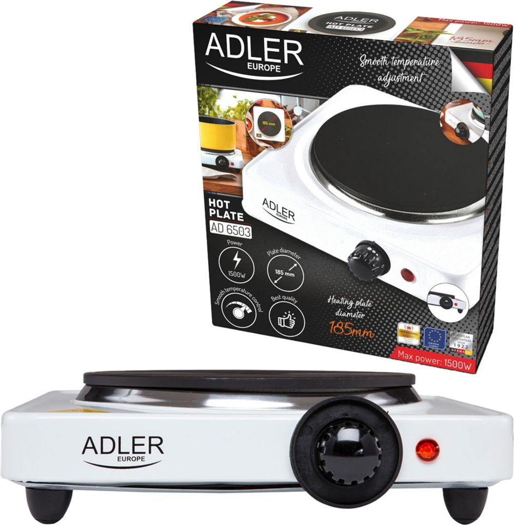 Adler AD 6503 Elektroherd-Einzelkochplatte 1500W, weiß Produktbild 15