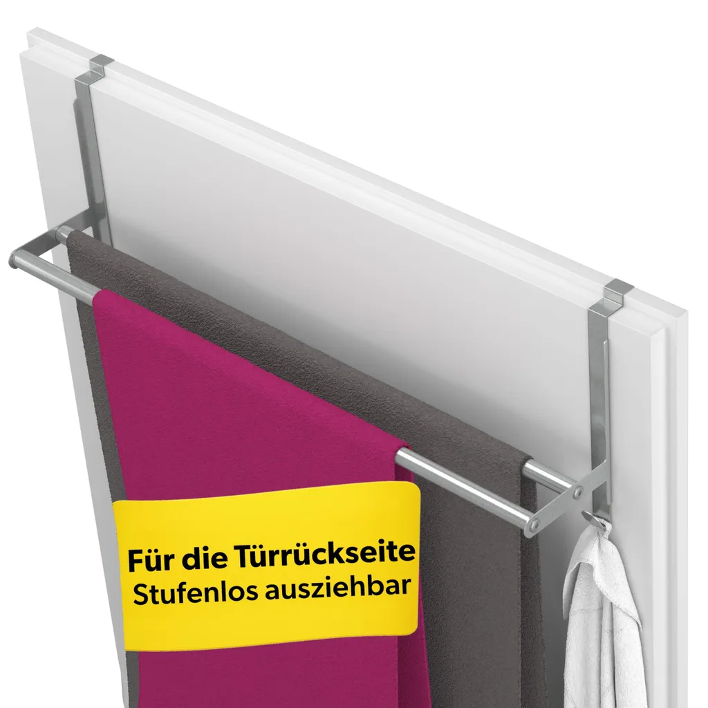 Porte-serviettes de porte universel en inox avec protection douce