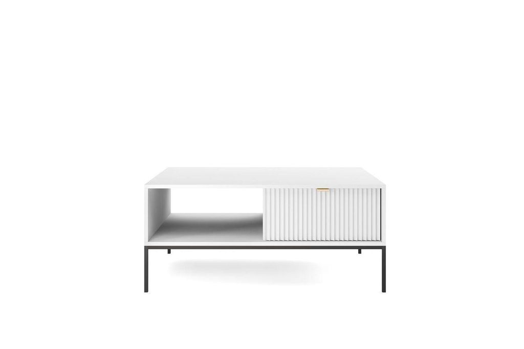 Couchtisch – Wohnzimmertisch – L104 – NOVA – Weiß – Minimalistisches Design mit funktionaler Rillenfront