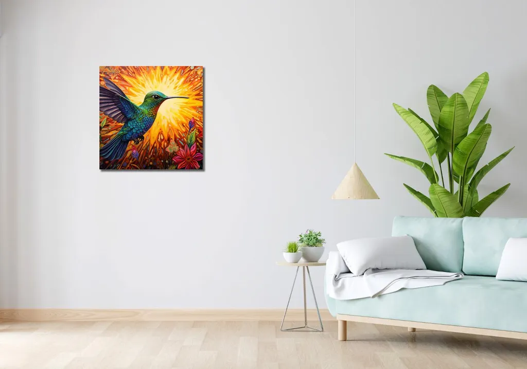 Image Colibri Multicolore 60x60 cm - Impression Haute Définition Art - 2