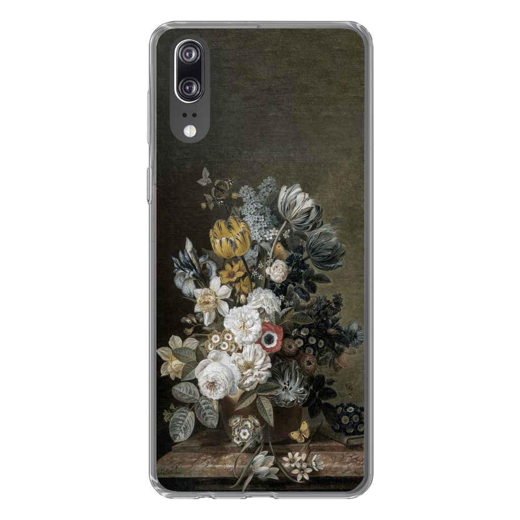 MuchoWow Handyhülle Schutzhülle Hülle für Huawei P20 Stilleben mit Blumen - Alte Meister - Malerei Silikon Softcase Handy Hülle - Hardcover