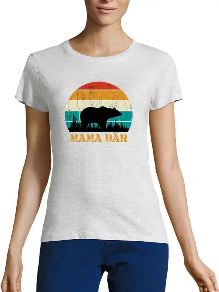 Damen Grafik T-Shirt Rundhals Mama Bär Öko-Verantwortlich Vintage Jahrgang Kurzarm Lustige Druck Geburtstag Geschenk Frau