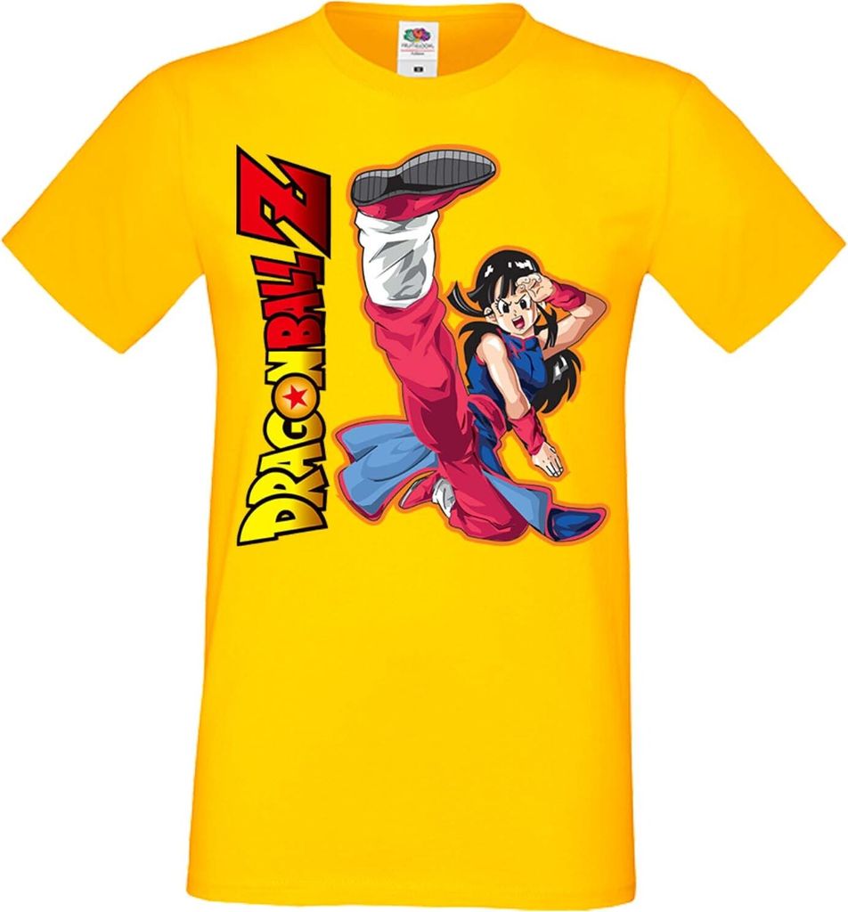Herren T-Shirt Anime Manga Dragon Anime Manga Ball Z 02 Bulma Kick, Man S / Gelb